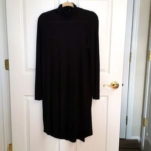 Silk black dress mockneck